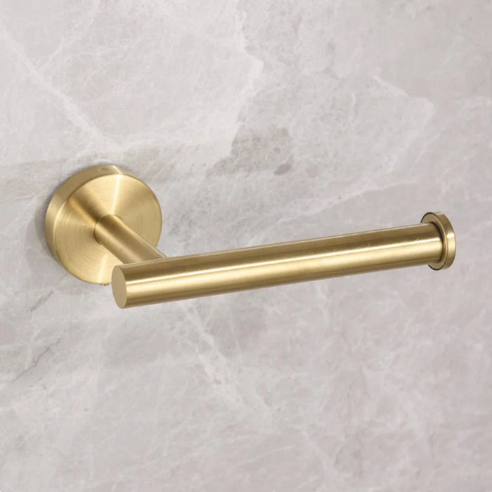 5Pcs Bathroom Hardware Set Stainless Steel Towel Bar Tissue Holder Wall Mounted Storage Hook - Gold - 6