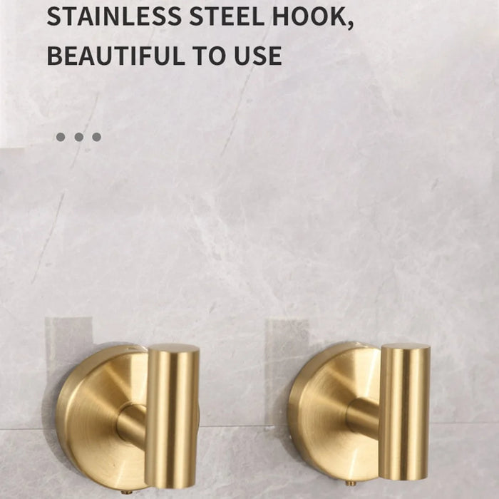 5Pcs Bathroom Hardware Set Stainless Steel Towel Bar Tissue Holder Wall Mounted Storage Hook - Gold - 7
