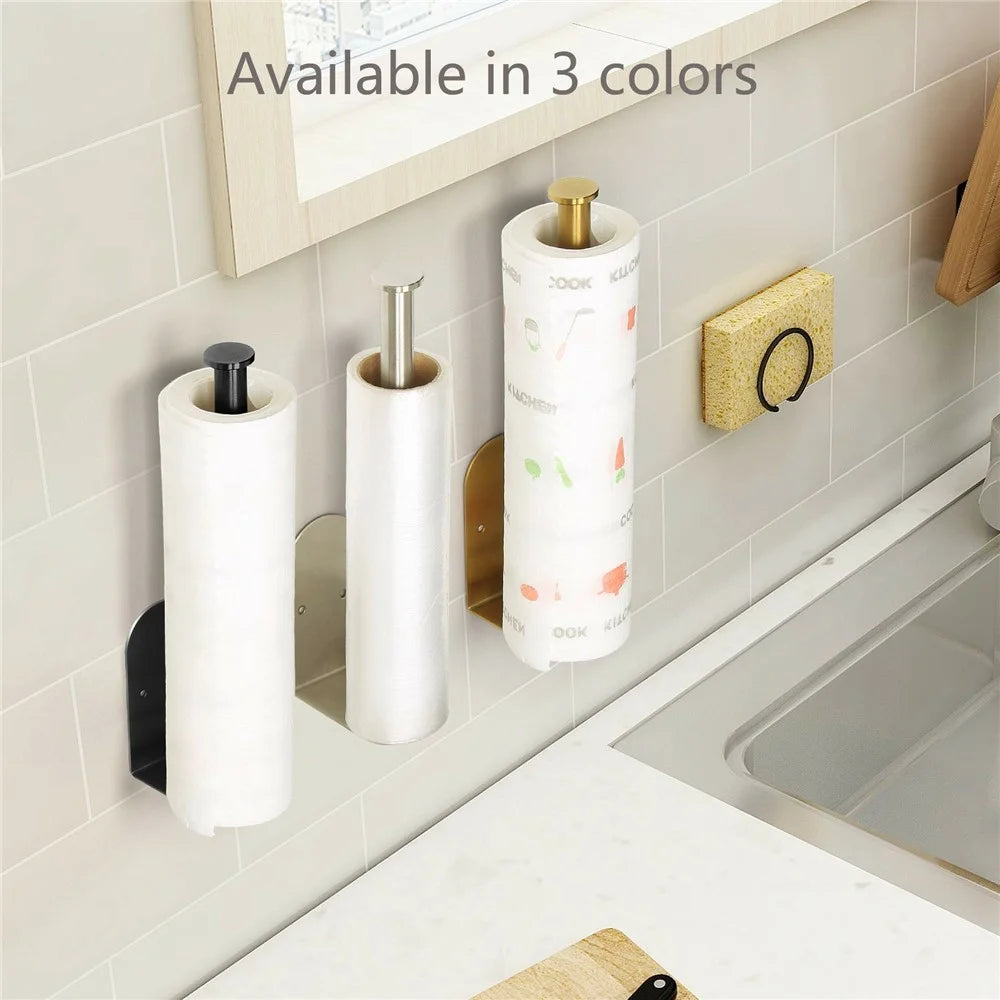33.5cm Paper Towel Holder for Kitchen Bathroom No Drill Stainless Steel Toilet Roll Dispenser - Gold - 4