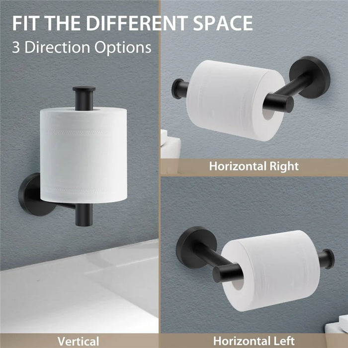 Wall Mounted Toilet Paper Holder for Bathroom Stainless Steel Rust Proof Space Saving Tissue Rack - Black - 4