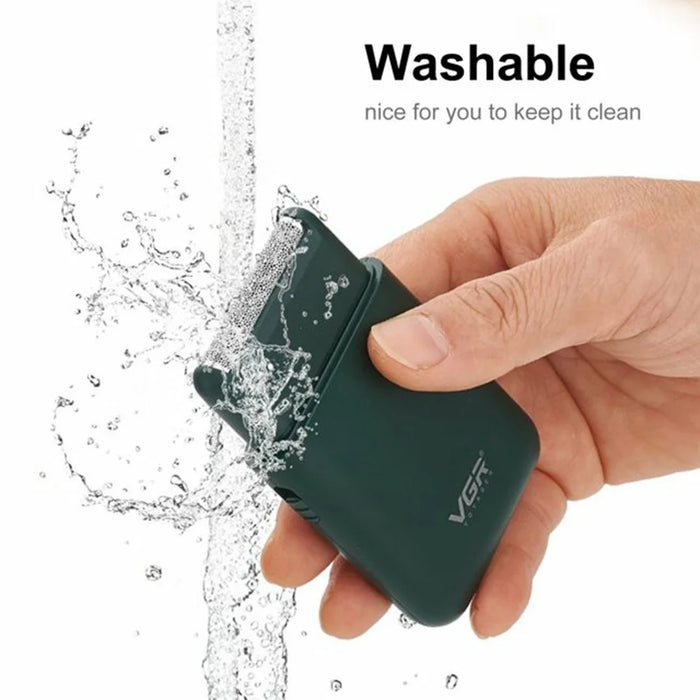 VGR V-390 Portable Electric Shaver for Men Waterproof USB Rechargeable Mini Razor - Green - 5