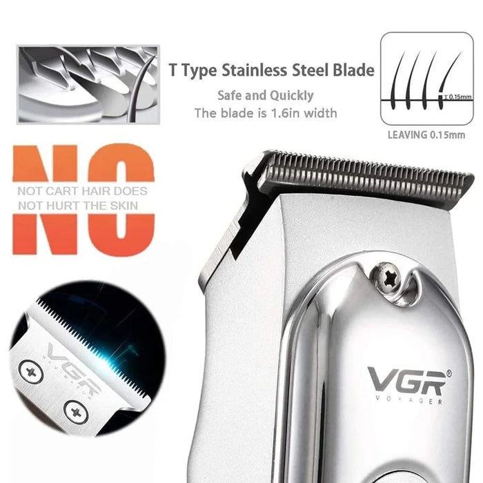 VGR V-071 Professional Hair Clipper Dual Speed Low Noise USB Rechargeable T-Blade Hair Trimmer - 7