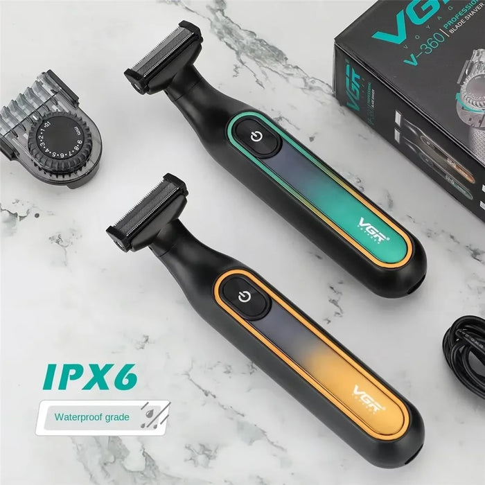 VGR V-360 Electric Shaver IPX6 Waterproof USB Rechargeable Razor with LED Display for Men - Green - 5