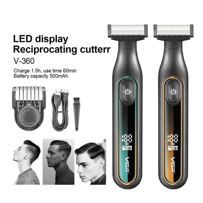 VGR V-360 Electric Shaver IPX6 Waterproof USB Rechargeable Razor with LED Display for Men - Green - 6