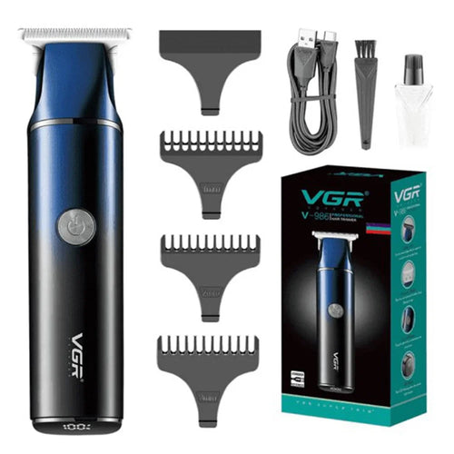 VGR V-986 Digital Display Professional Hair Clipper USB Rechargeable Cordless Hair Trimmer for Home / Salon - Blue - 1