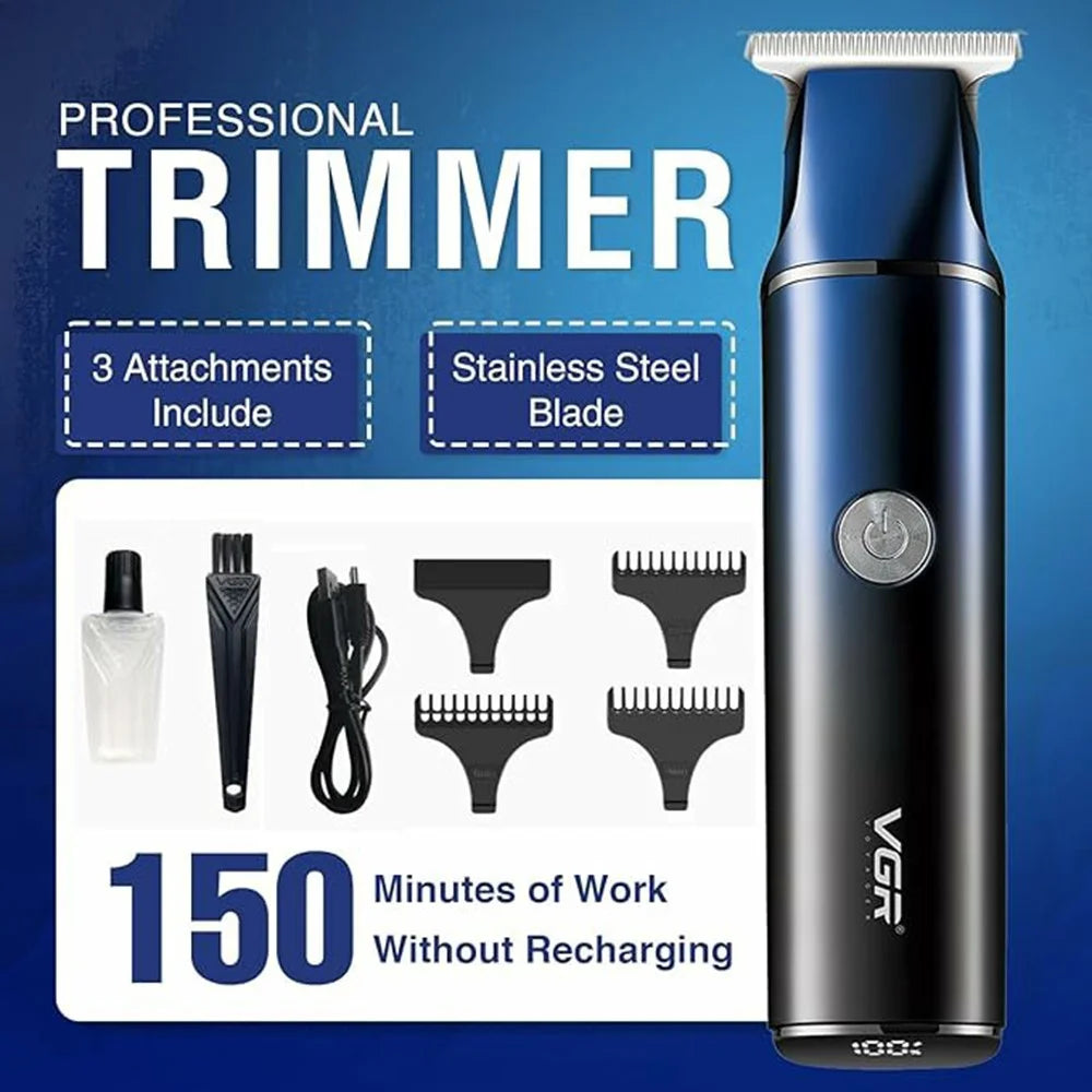 VGR V-986 Digital Display Professional Hair Clipper USB Rechargeable Cordless Hair Trimmer for Home / Salon - Blue - 2