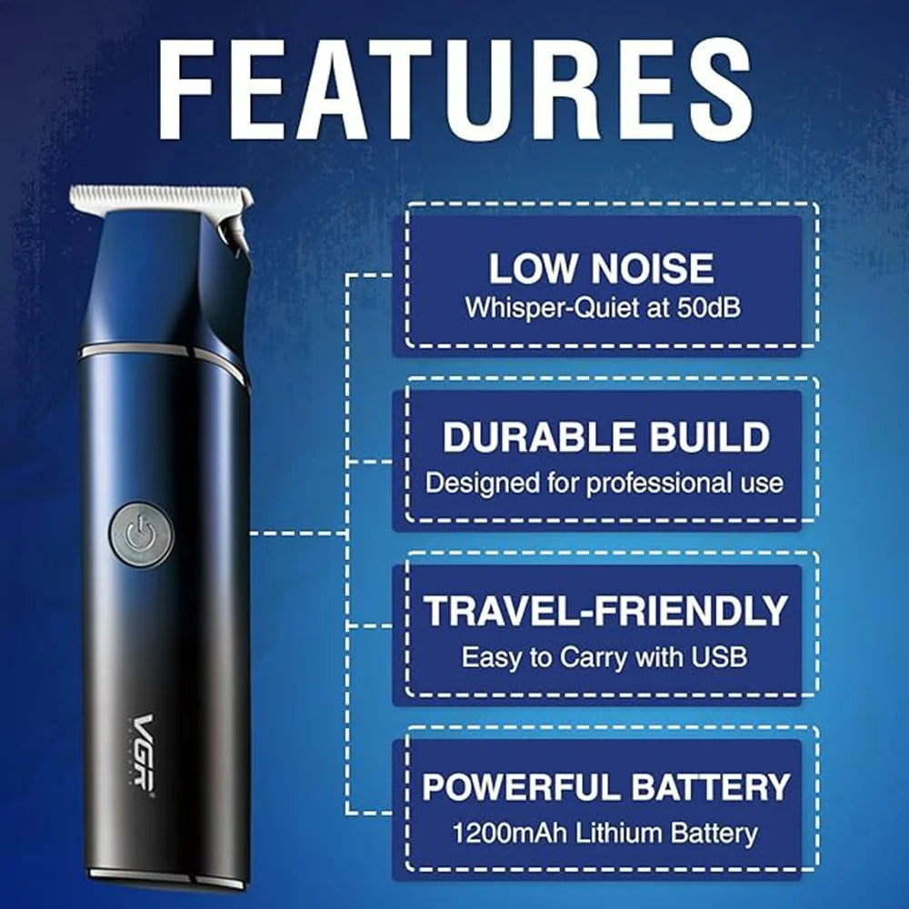VGR V-986 Digital Display Professional Hair Clipper USB Rechargeable Cordless Hair Trimmer for Home / Salon - Blue - 4
