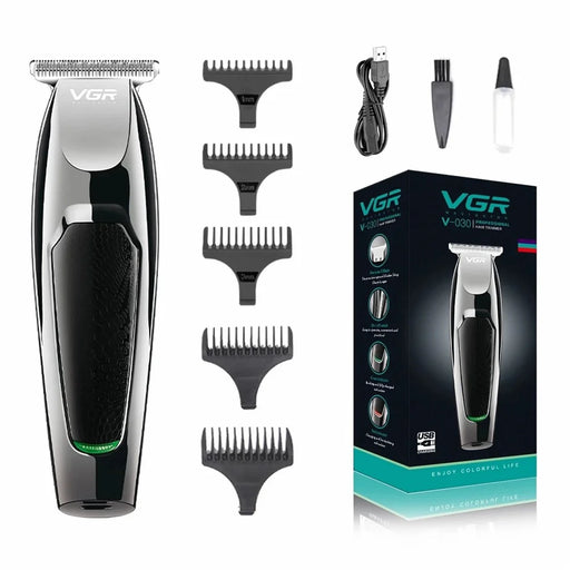 VGR V-030 Professional Hair Clipper USB Rechargeable Electric Hair Trimmer with 1  /  2  /  3  /  4  /  5mm Guide Combs - Black - 1
