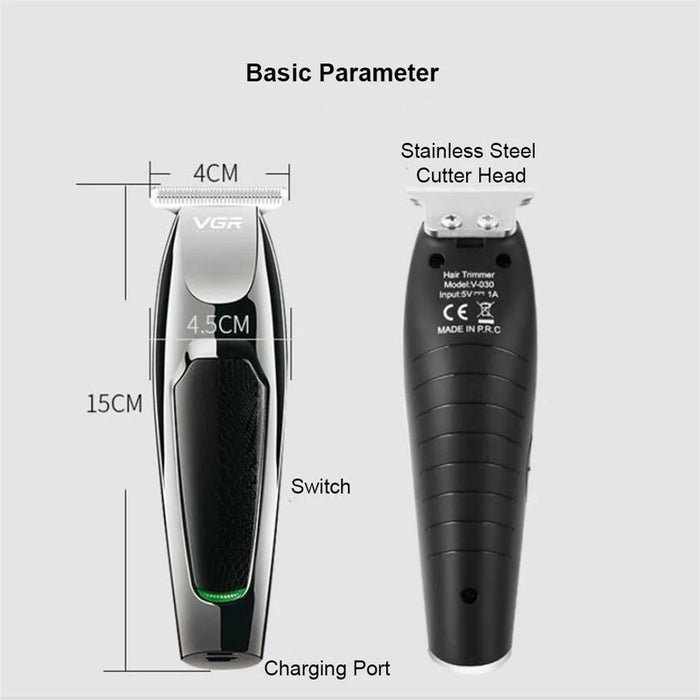VGR V-030 Professional Hair Clipper USB Rechargeable Electric Hair Trimmer with 1  /  2  /  3  /  4  /  5mm Guide Combs - Black - 7