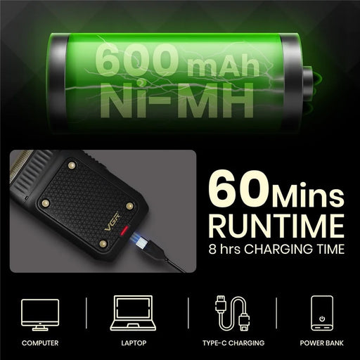 VGR V-353 Mini Electric Shaver for Men USB Rechargeable Portable Reciprocating Razor for Home Travel - Black - 2