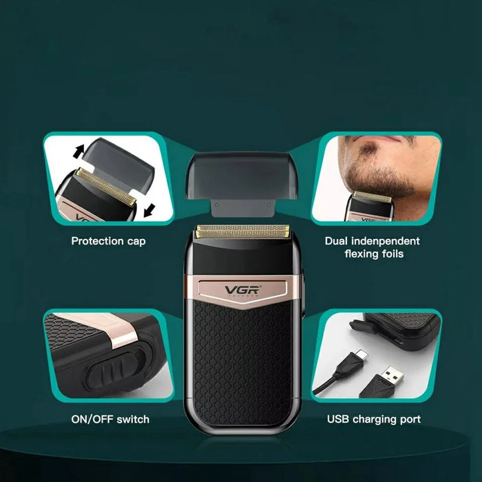 VGR V-331 Portable Electric Shaver Floating Head USB Rechargeable Pocket Razor for Men - 3