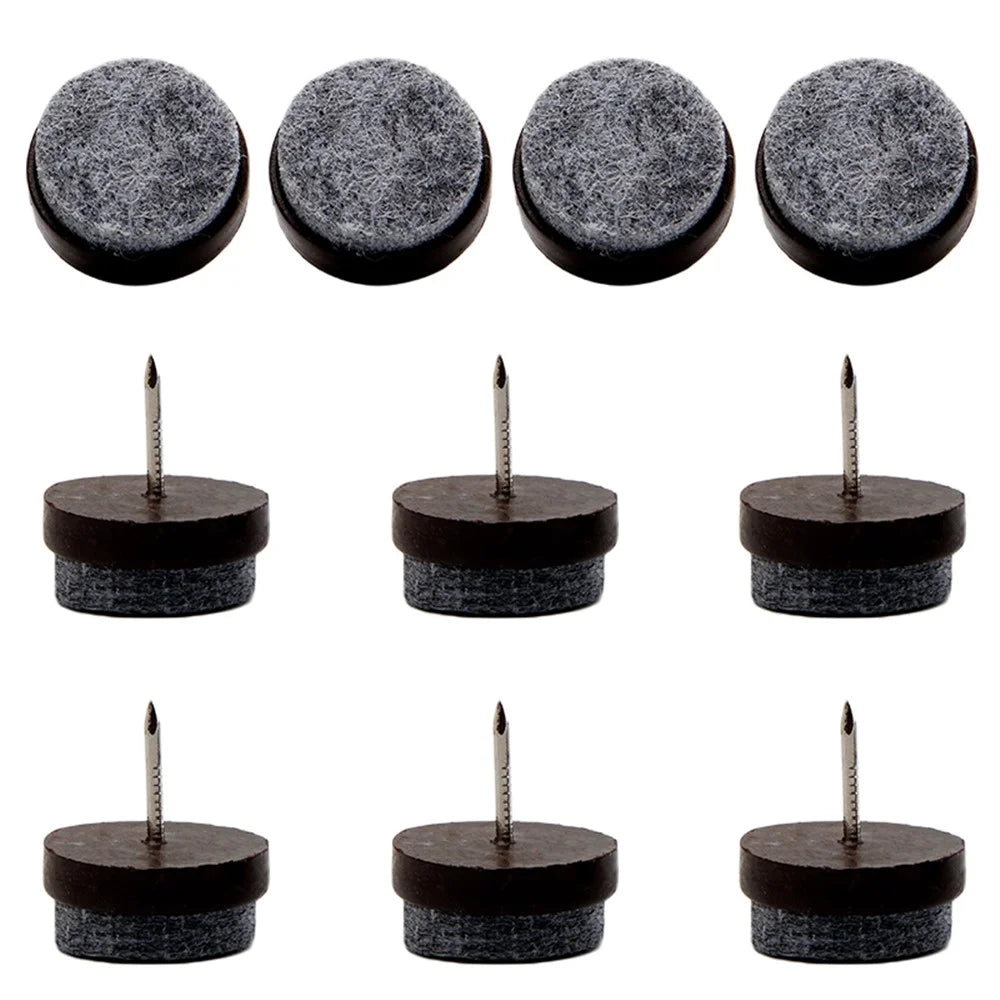 10Pcs / Set 17mm Felt Foot Pad Skid Glide Nail Protector Furniture Chair Table Leg Mat - Brown - 1