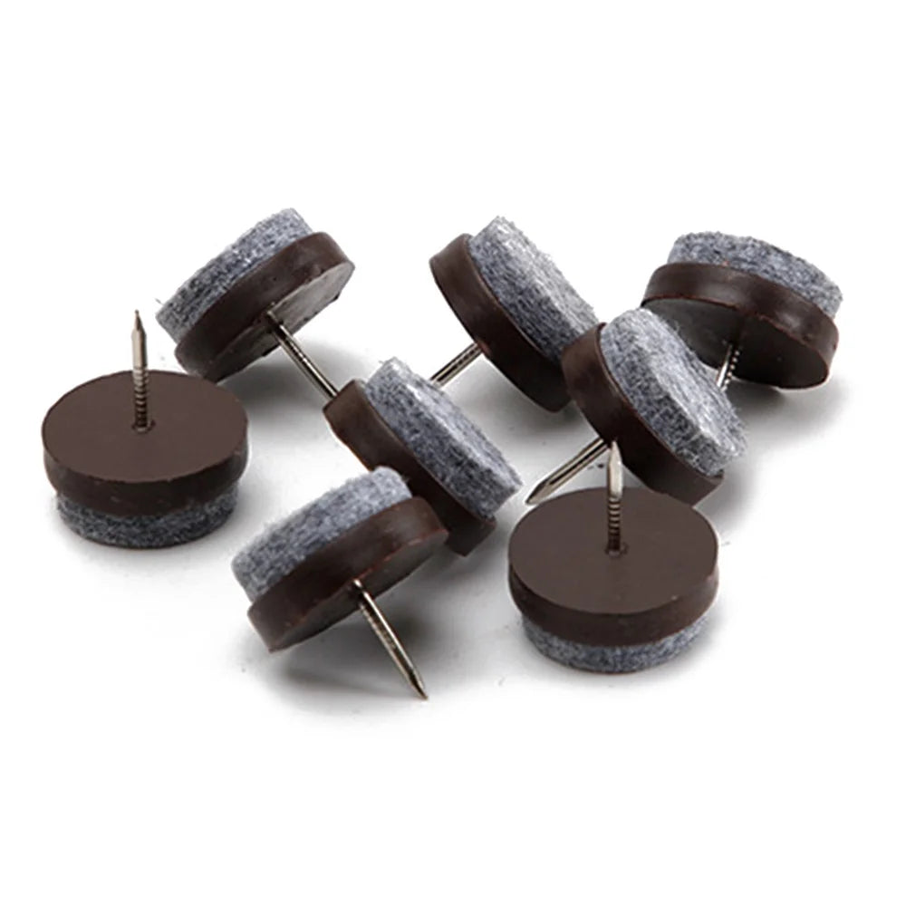 10Pcs / Set 17mm Felt Foot Pad Skid Glide Nail Protector Furniture Chair Table Leg Mat - Brown - 2