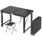 100 x 50cm Foldable Outdoor Table with 2 Folding Stools  , Height Adjustable Rectangular Camping Picnic Table - Black - 1