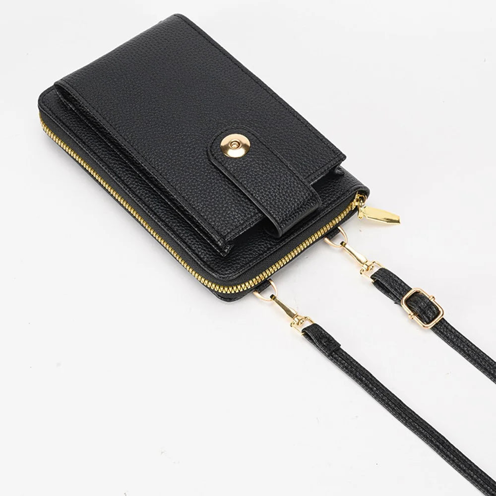 Multifunctional Belt Buckle Phone Bag Multi Card Slots PU Leather Crossbody Shoulder Bag For Women - Brown - 2
