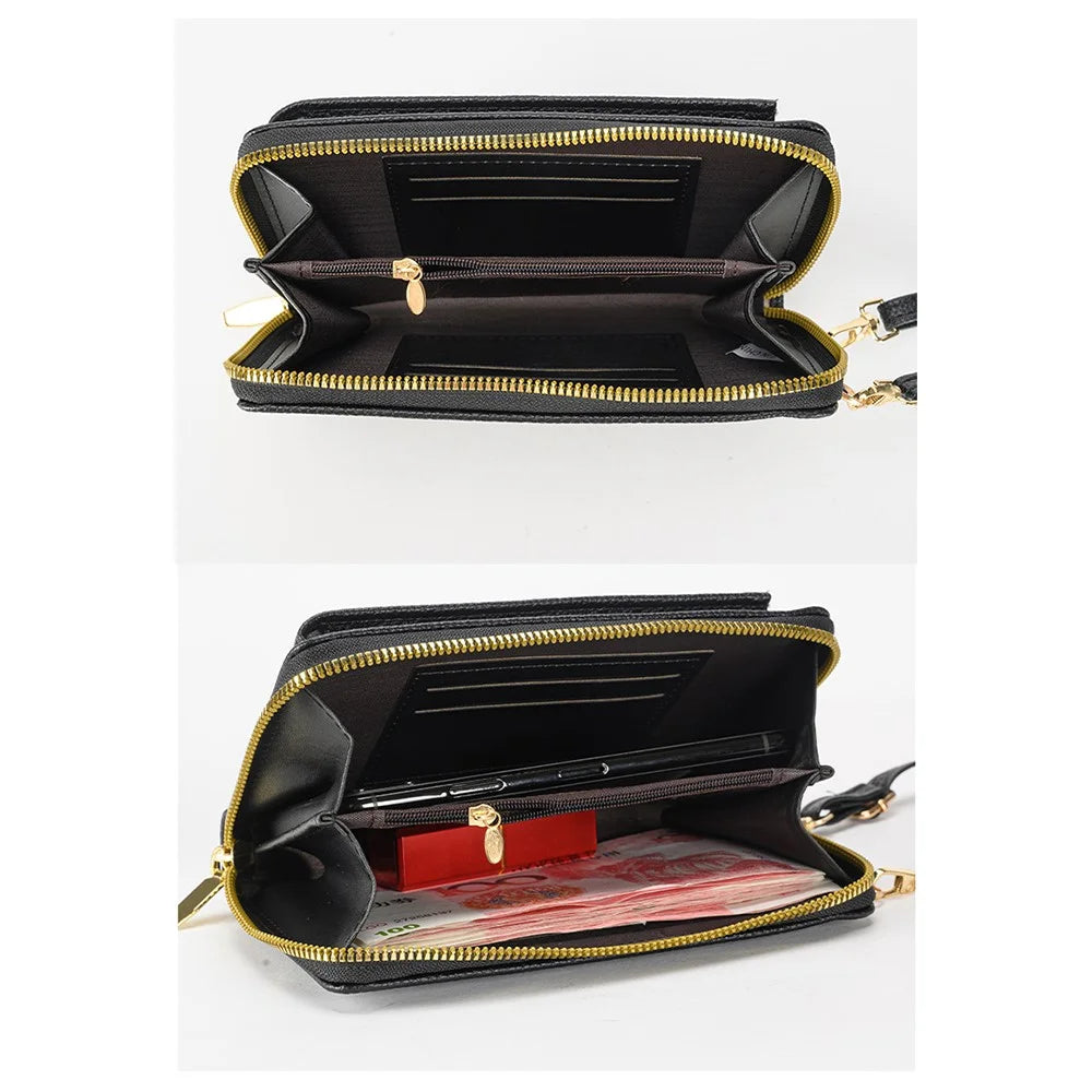 Multifunctional Belt Buckle Phone Bag Multi Card Slots PU Leather Crossbody Shoulder Bag For Women - Brown - 3