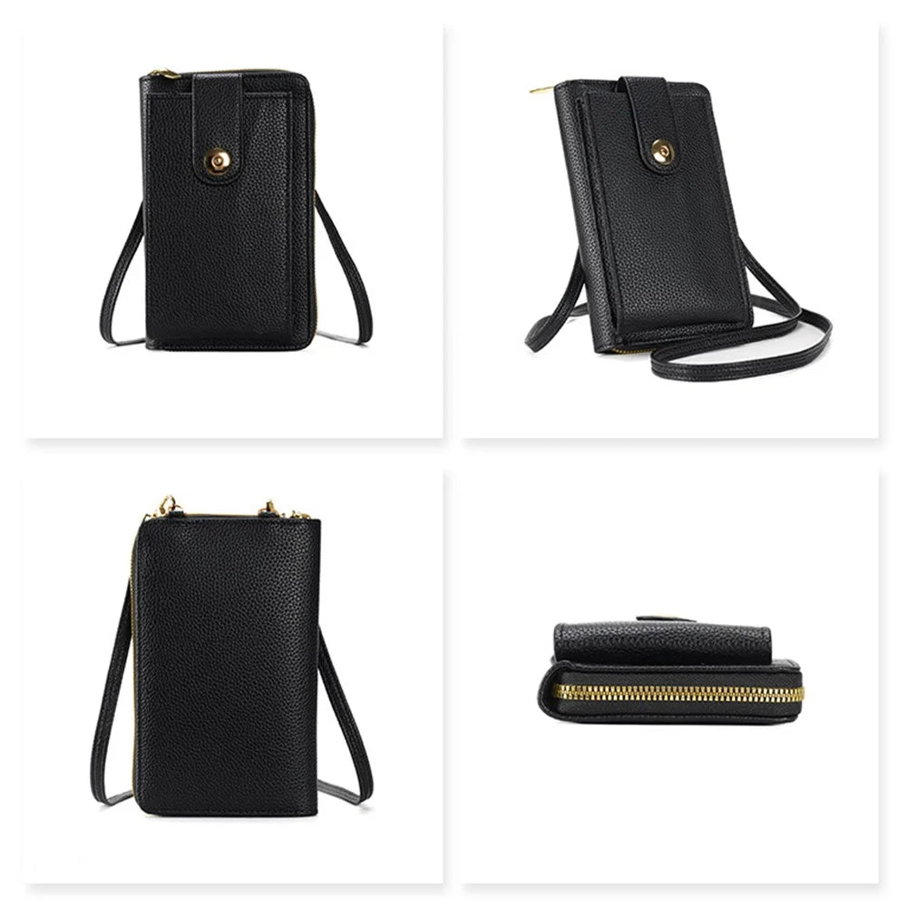 Multifunctional Belt Buckle Phone Bag Multi Card Slots PU Leather Crossbody Shoulder Bag For Women - Brown - 4