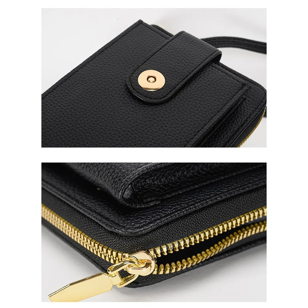 Multifunctional Belt Buckle Phone Bag Multi Card Slots PU Leather Crossbody Shoulder Bag For Women - Brown - 5