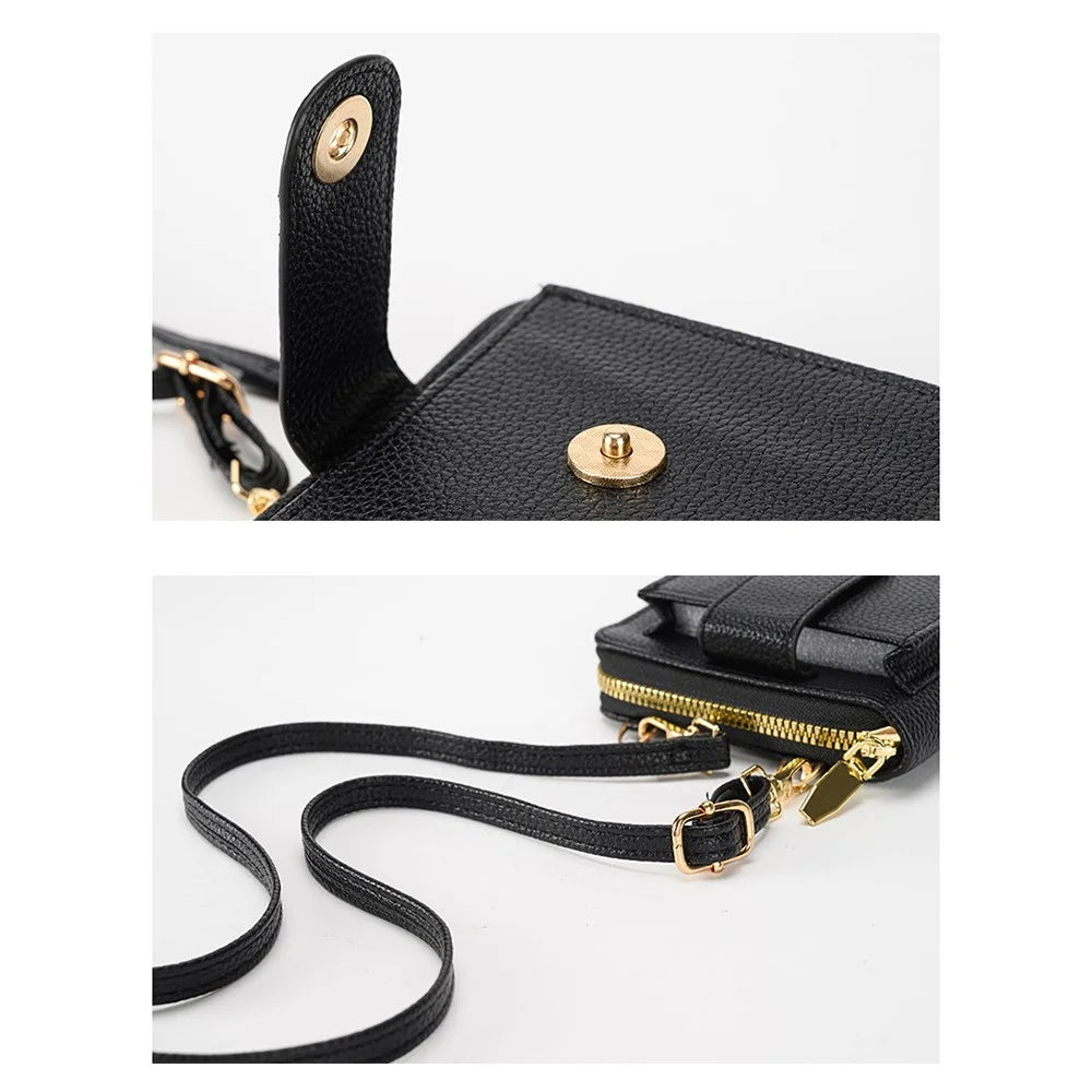 Multifunctional Belt Buckle Phone Bag Multi Card Slots PU Leather Crossbody Shoulder Bag For Women - Brown - 6