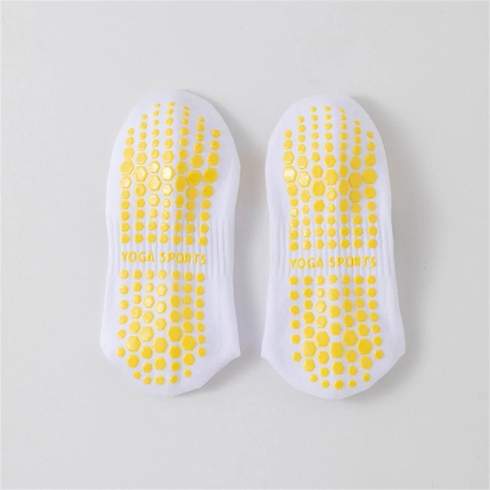 Lemon Embroidery Women Mid Calf Grip Socks Anti Slip Yoga Socks for Pilates Dance Fitness Sports - Flat Cuff - 4