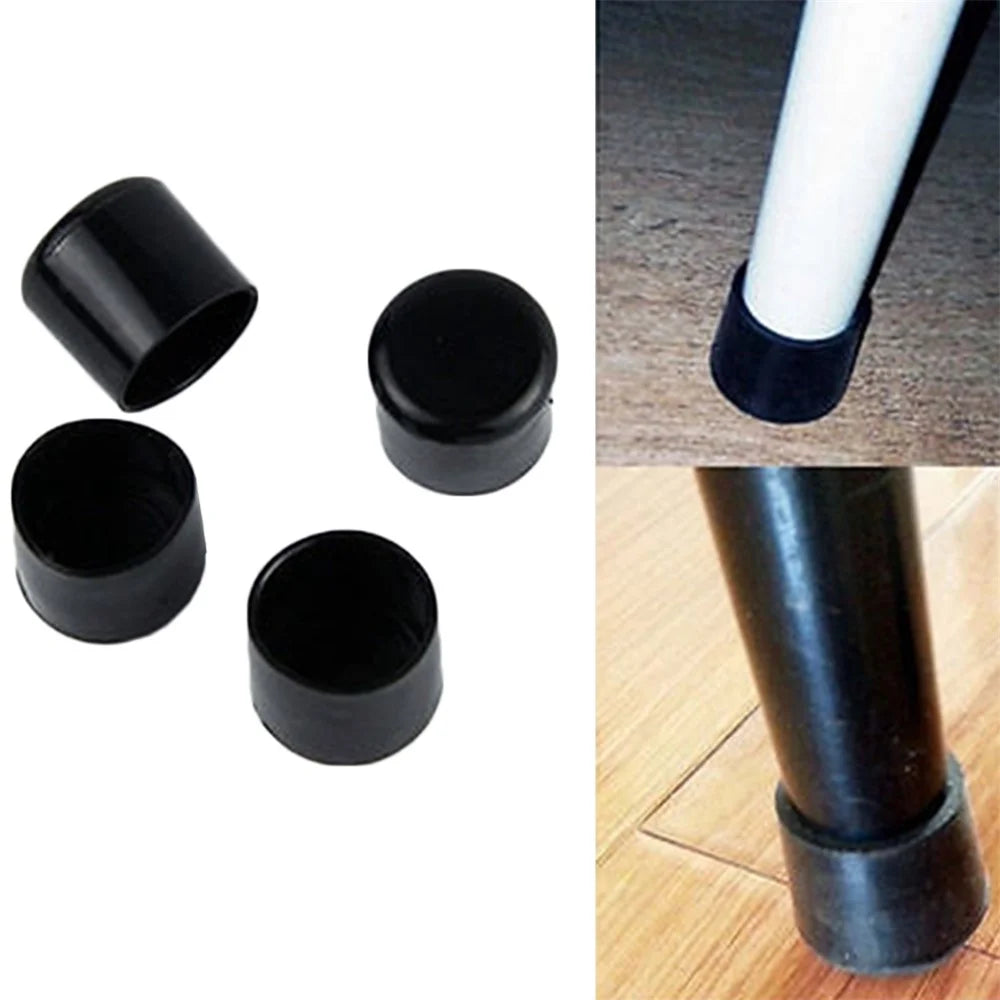 40Pcs 8mm Round PVC Furniture Leg Covers Non-Slip Chair Leg End Cap Cover Floor Protector Pads Reduce Noise Table Feet Cap - Black - 3