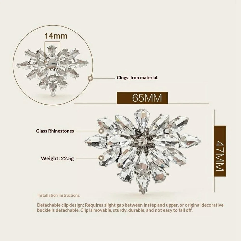 2Pcs Metal Shoe Clip Removable Crystal Rhinestone Decorative Buckle for High Heel Wedding Shoes Bridal Accessory - 6