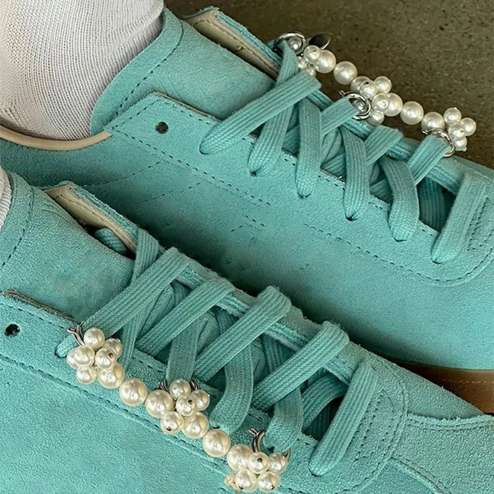 2Pcs Pearl Flower Shoe Charms DIY Sneaker Shoelace Decoration for Sports Shoes Accessories - 3