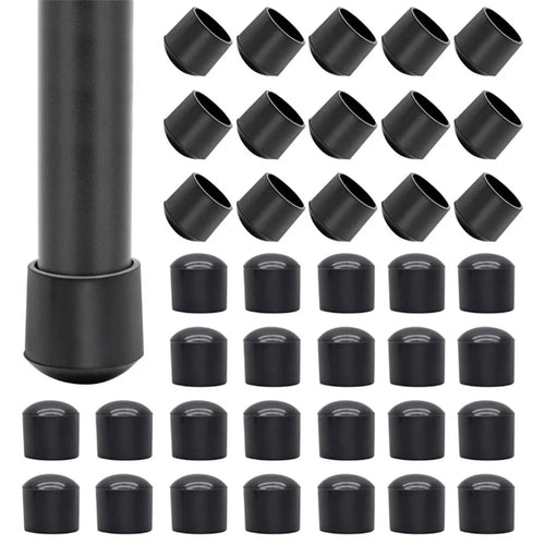 40Pcs 10mm Round Non-Slip Chair Leg End Cap, PVC Furniture Leg Covers Floor Protector Pads Reduce Noise Table Feet Cap - Black - 1
