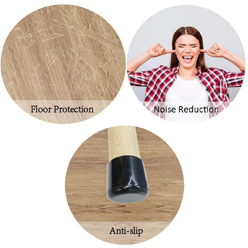 40Pcs 10mm Round Non-Slip Chair Leg End Cap, PVC Furniture Leg Covers Floor Protector Pads Reduce Noise Table Feet Cap - Black - 5