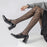 Women Zebra Pattern Pantyhose Silver Thread Jacquard Tights Elastic Hosiery Stockings - 3