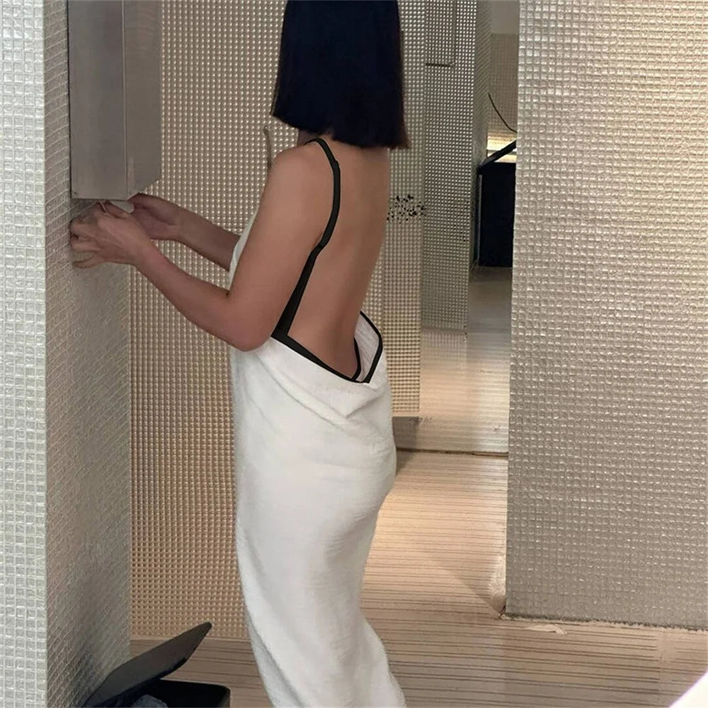 Women Cotton Bathrobe Dress Backless Strap Towel Wrap Quick Dry Absorbent Spa Bath Robe Pure Cotton Shower Towel - Black - 3