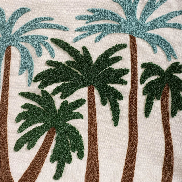 Summer Ocean Canvas Bag Embroidered Shoulder Tote Bag Tropical Beach Handbag - Coconut - 4