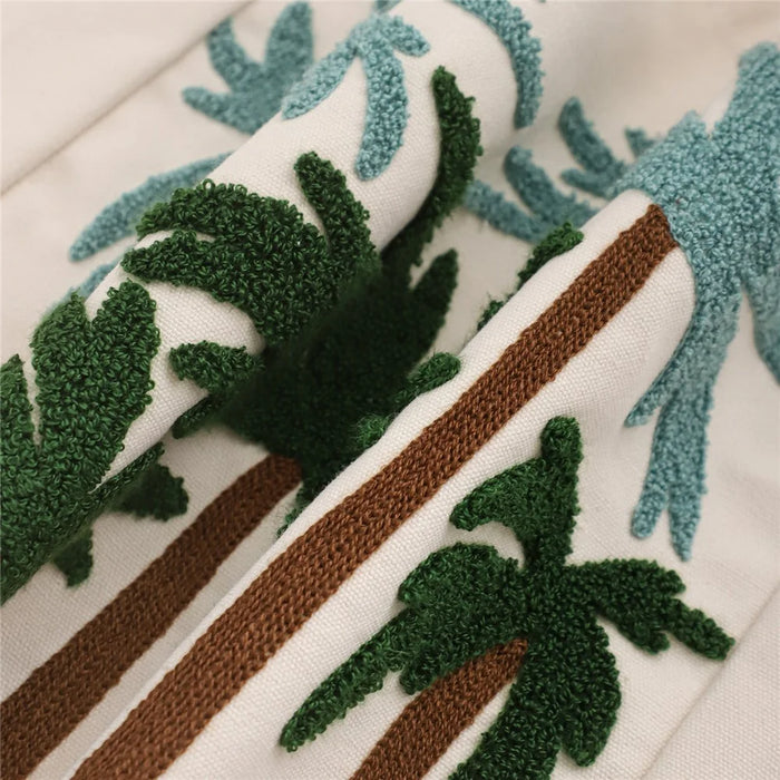 Summer Ocean Canvas Bag Embroidered Shoulder Tote Bag Tropical Beach Handbag - Coconut - 7