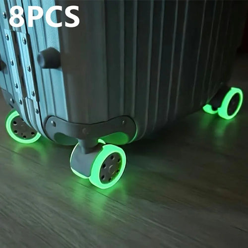 8Pcs Luggage Wheel Covers for Suitcase Wheels Luminous Silicone Protectors Noise Reduction Anti Wear Glow in Dark - 1