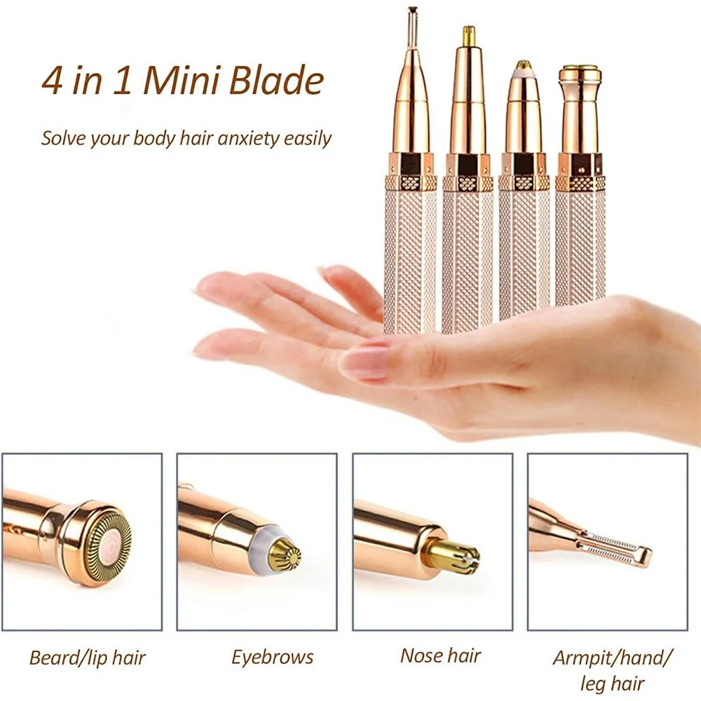 4 in 1 Electric Eyebrow Trimmer Hair Remover for Women Lipstick Design Epilator Depilatory Device - 2