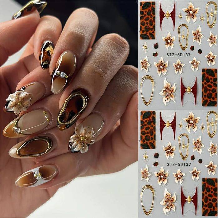 5D Embossed Nail Art Stickers Relief Relief Self-Adhesive Nail Decals - STZ-5D137 - 2