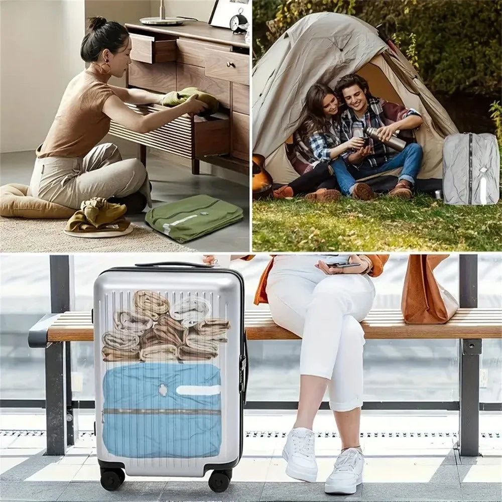 Travel Vacuum Storage Bag Space Saver Compression Pack Waterproof Airtight Clothes Organizer for Luggage - No Window / Black / 16L - 4