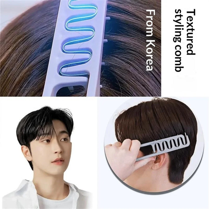 High Elastic ABS Texture Styling Comb Fluffy Hair Root Volume Bangs Coverage Hair Styling Comb for Men Women - Grey - 3