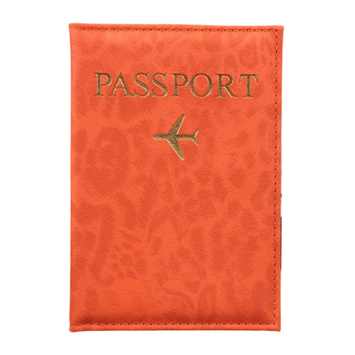 Passport Holder Travel Document Case Multi Card Slots Organizer PU Leather Passport Cover - Orange - 1