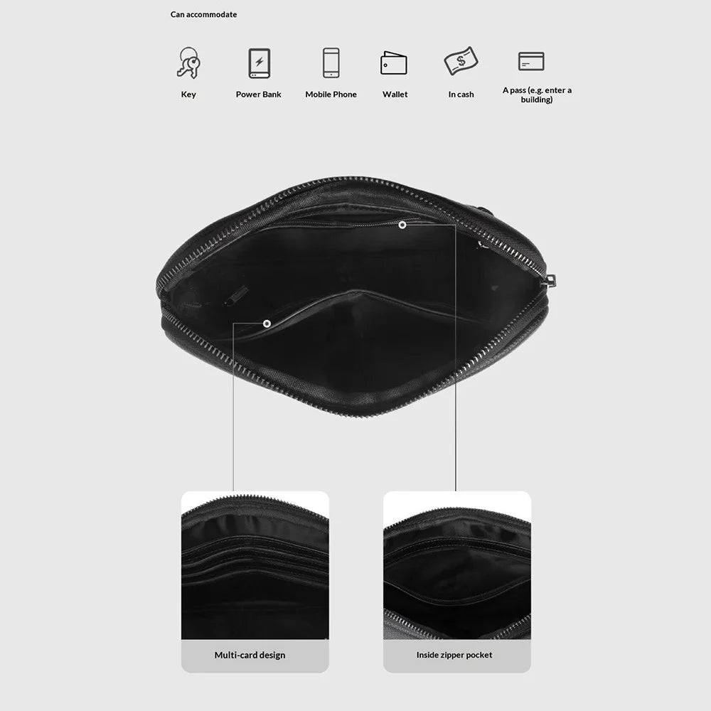 Smart Anti-Theft Clutch Bag Fingerprint Unlock Biometric Security Portable Organizer - Black - 6