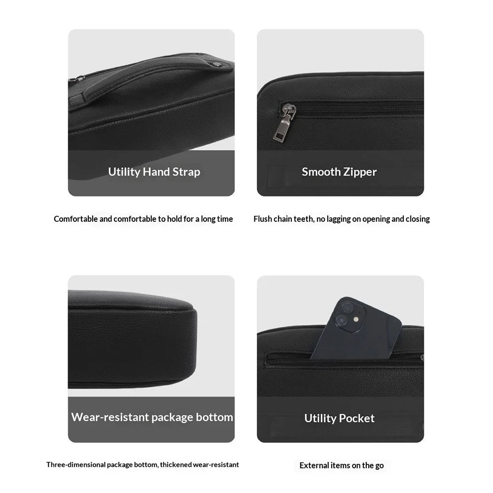 Smart Anti-Theft Clutch Bag Fingerprint Unlock Biometric Security Portable Organizer - Black - 7