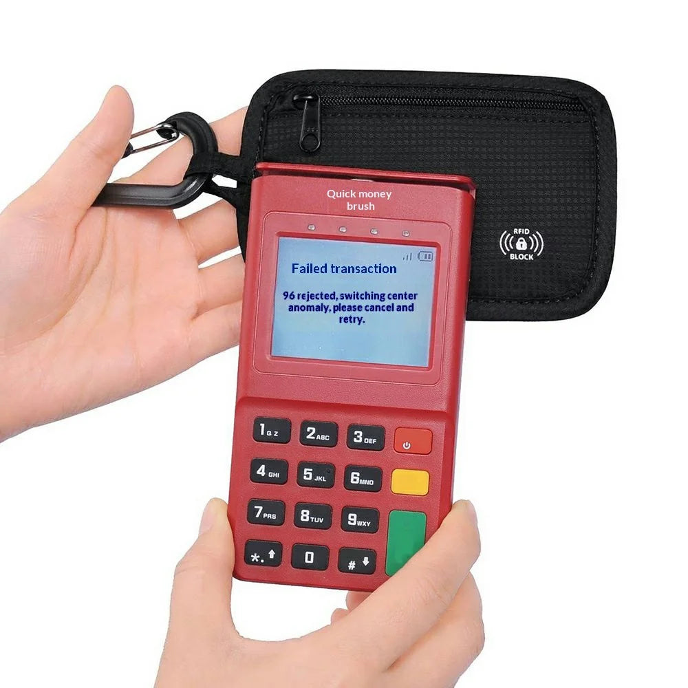 RFID Blocking Coin Purse Bag Travel Passport Holder Waterproof Security Money Belt Pouch with Carabiner Clip - Black - 3