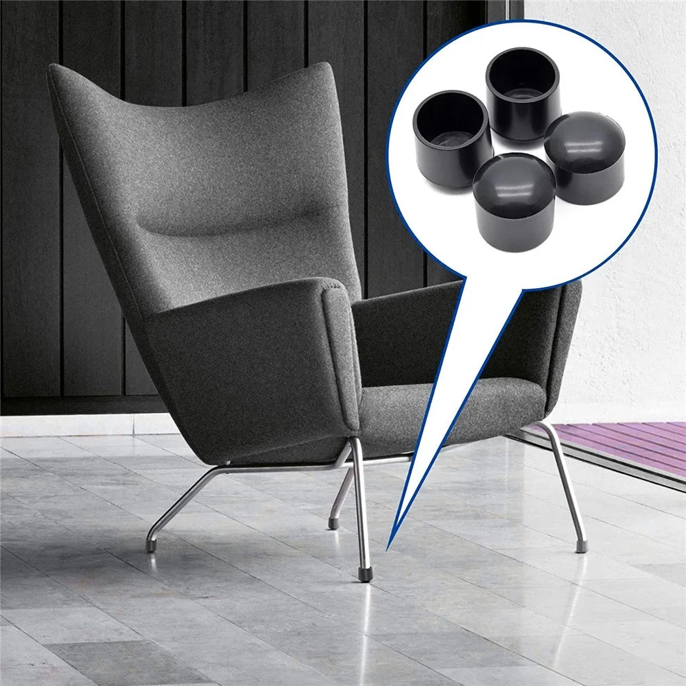 40Pcs 14mm Round Non-Slip Floor Protector Pads PVC Furniture Leg Covers End Cap Cover for Table / Chair - Black - 2