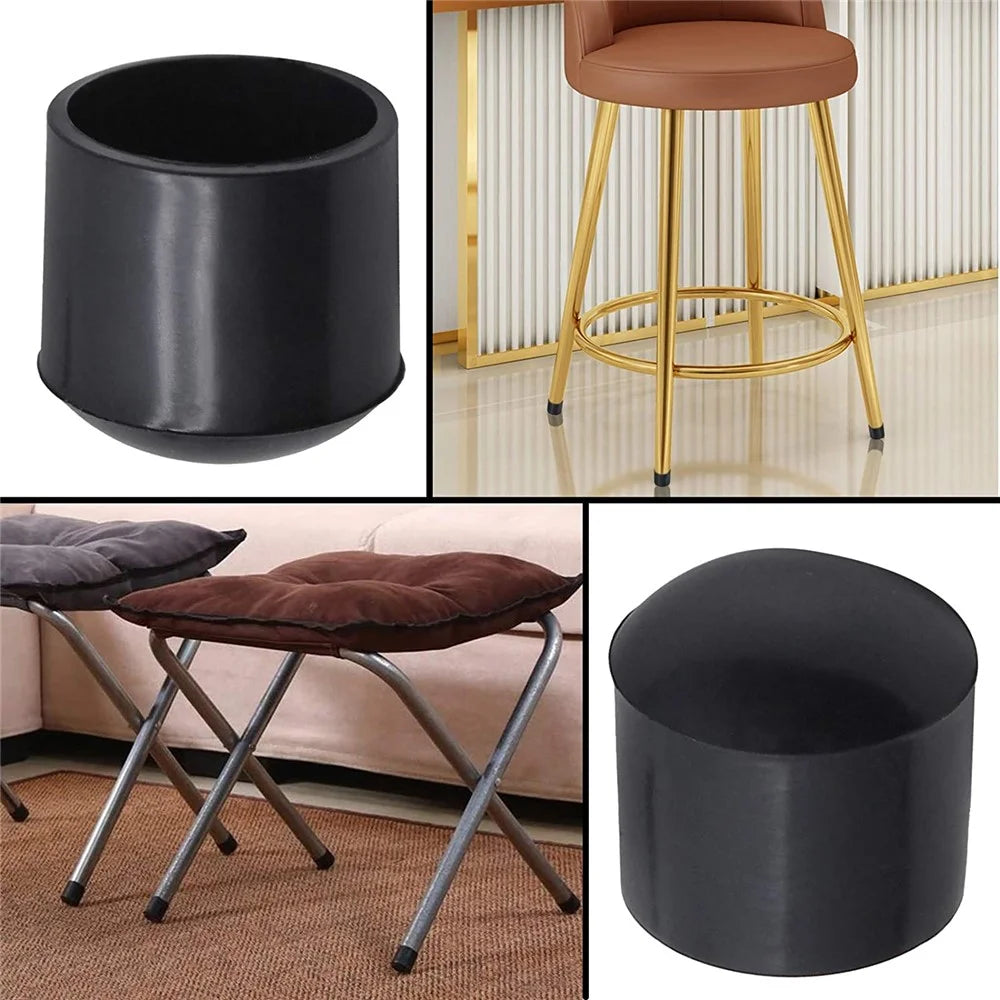 40Pcs 14mm Round Non-Slip Floor Protector Pads PVC Furniture Leg Covers End Cap Cover for Table / Chair - Black - 4