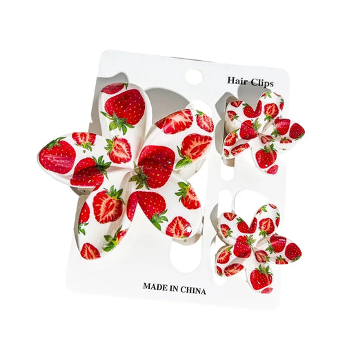 3 PCS Set UV Floral Hair Clips Claw Clips Beach Vacation Style Hair Accessories Shark Clips - 24-1 - 1