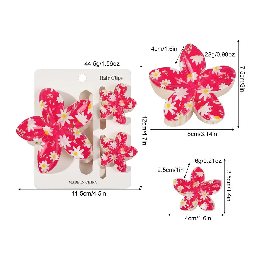 3 PCS Set UV Floral Hair Clips Claw Clips Beach Vacation Style Hair Accessories Shark Clips - 24-1 - 5