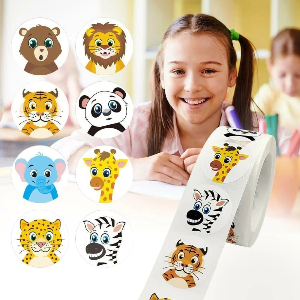 Cartoon Animal Pattern Stickers Cute Reward Labels Teacher Encouragement Supplies for Kindergarten - A-374 - 2