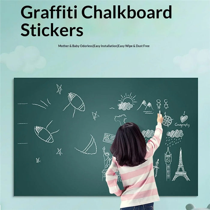 45 x 200cm Self Adhesive Chalkboard Wall Sticker Waterproof PVC Erasable Blackboard Decal - Black - 2