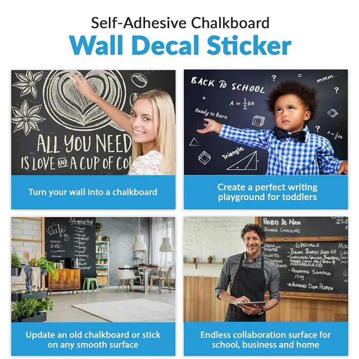 45 x 200cm Self Adhesive Chalkboard Wall Sticker Waterproof PVC Erasable Blackboard Decal - Black - 4