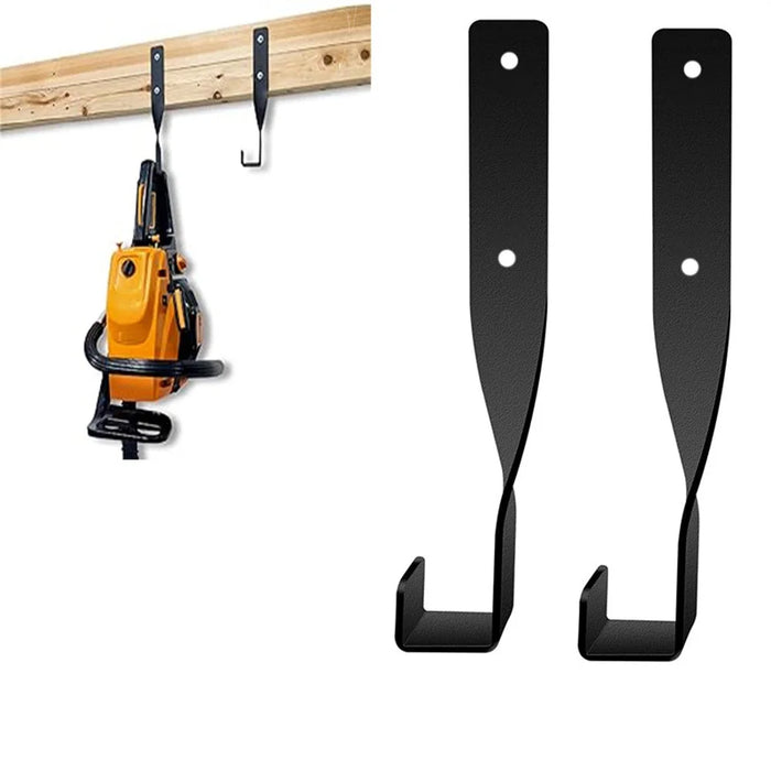 2Pcs Heavy Duty Chainsaw Storage Rack Wall Mount Hook Garage Tool Holder - Black - 3